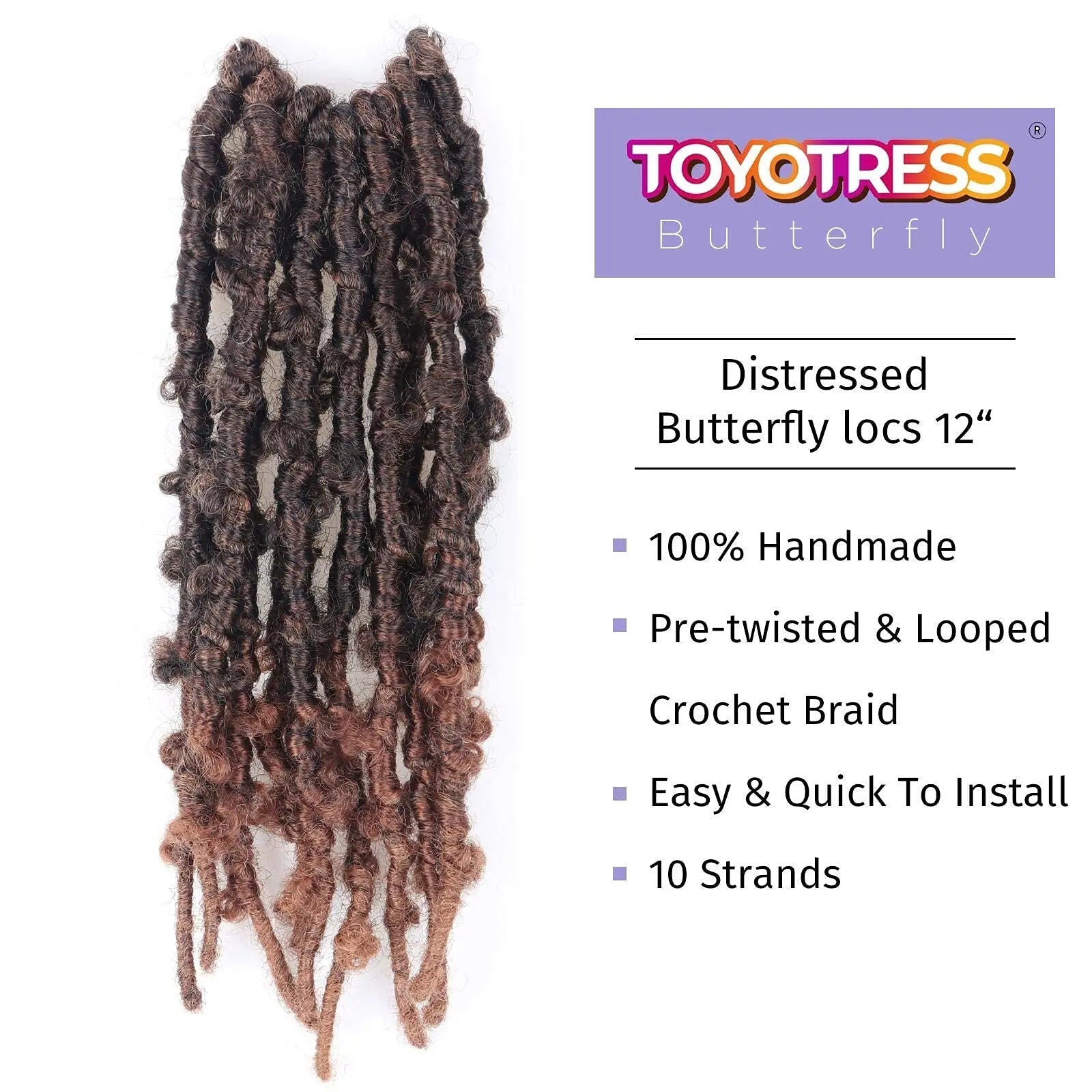Toyotress Distressed Butterfly Locs Pre-twisted Distressed Synthetic Crochet Hair